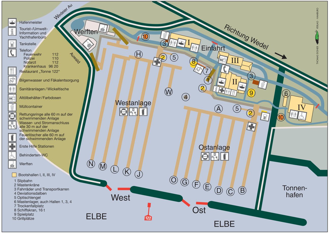 Hafenplan des Hamburger Yachthafens